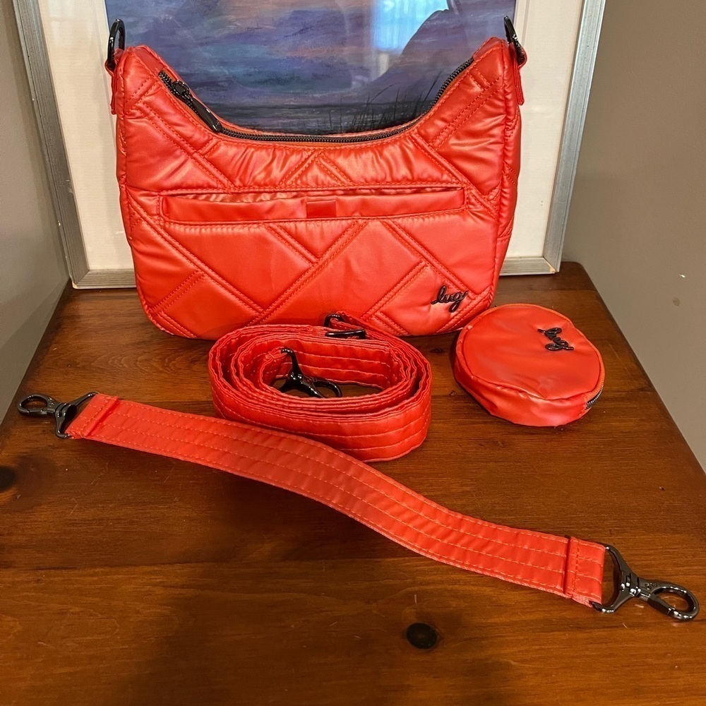 NWOT LUG Curtsy Mini Crossbody Bag Metallic Papaya Orange